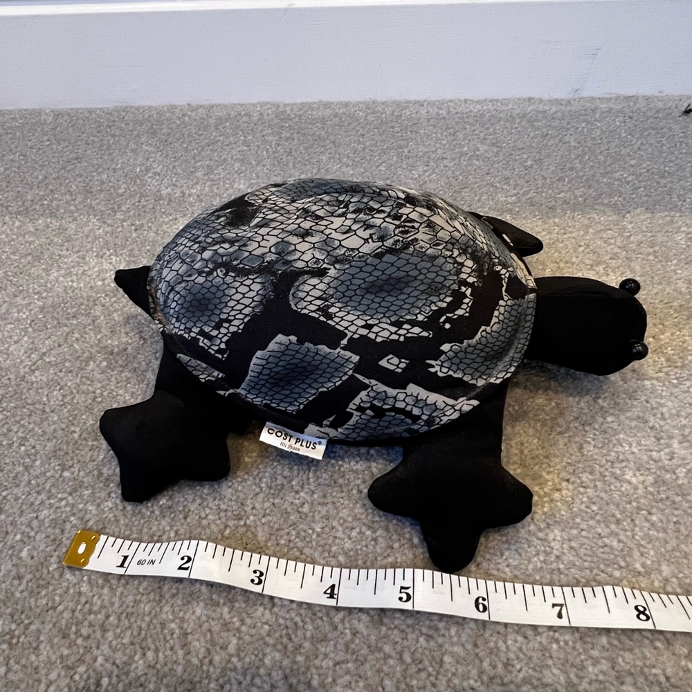 Vintage Cost Plus Blue & Black Turtle Bean Bag Plushie Stuffed Animal - Picture 10 of 11